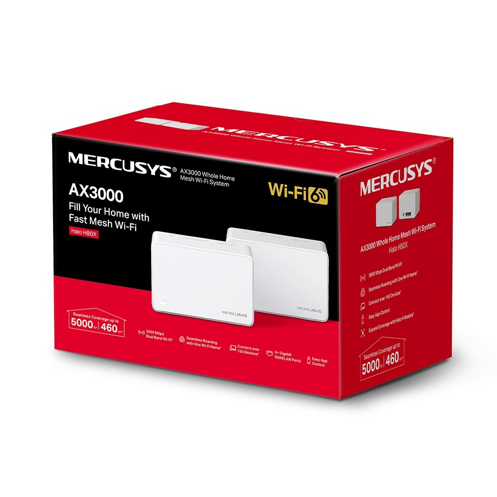MERCUSYS HALO H80X (2-pack) AX3000 Whole Home Mesh Wi-Fi 6 System