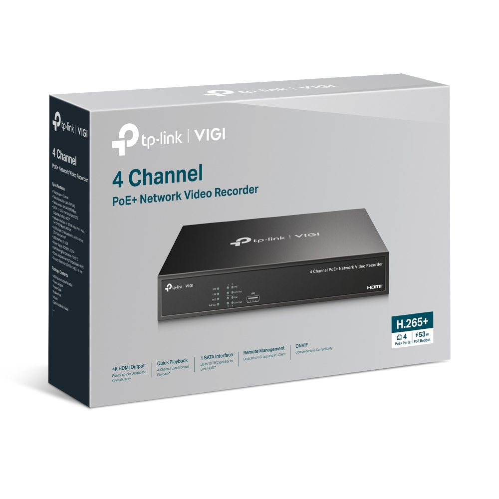 Tp-Link VIGI NVR1104H-4P 4 Channel PoE+ Network Video Recorder