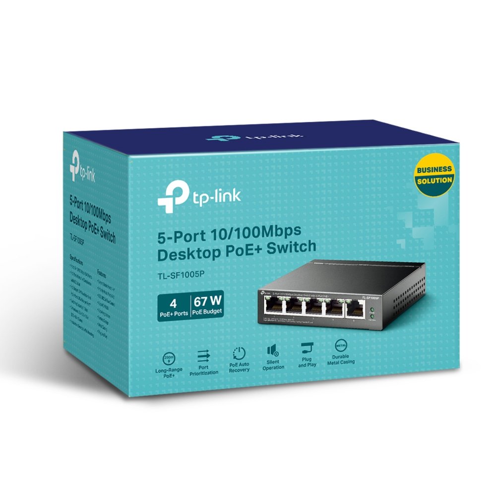 TP-Link TL-SF1005P 5-Port 10/100Mbps Desktop Switch with 4-Port PoE+